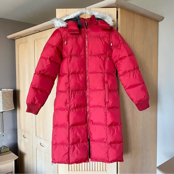 Tommy Hilfiger Jackets & Blazers - Tommy Hilfiger tommy jeans red long puffer coat with hood